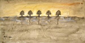 112. Trees In Silhouette (Print) - Marietjie Viljoen Art