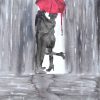 115. Silhouette Of Red Umbrella (Print) - Marietjie Viljoen Art