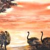 136. Ostriches At Sunset (Print) - Marietjie Viljoen Art
