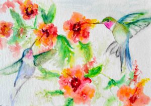 138. Sunbirds (Print) - Marietjie Viljoen Art