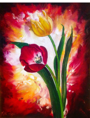 61. Tulips On Fire (Print) - Marietjie Viljoen Art