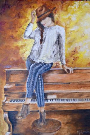 74. Piano Girl (Print) - Marietjie Viljoen Art