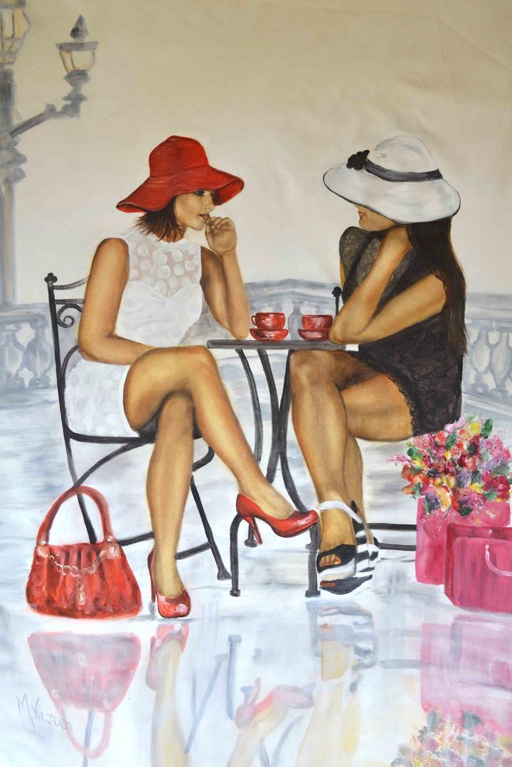 91. Coffee Break (Print) - Marietjie Viljoen Art