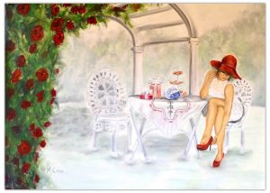 94. Tea In My Garden - Stefanie - Marietjie Viljoen Art