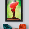 Red Umbrella Girl on Wall