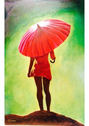 17. Red Umbrella Girl (Print) - Marietjie Viljoen Art